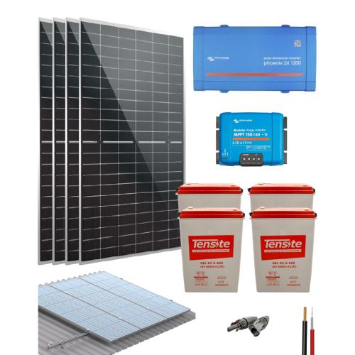Kit sistema solar fotovoltaico para casa de campo 1500W 24VDC 8680Wh ...