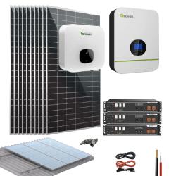 Kit Solar Híbrido 3000W 21350Wh/día Growatt Litio