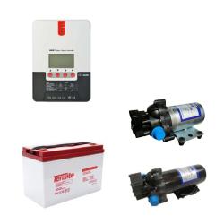 Pack bomba presurizadora de agua Shurflo 24V con controlador de carga SRNE y batería gel Tensite