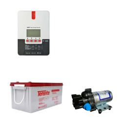 Pack bomba presurizadora de agua para casa 24V con batería de gel Tensite y Controlador de carga 12/24V SRNE
