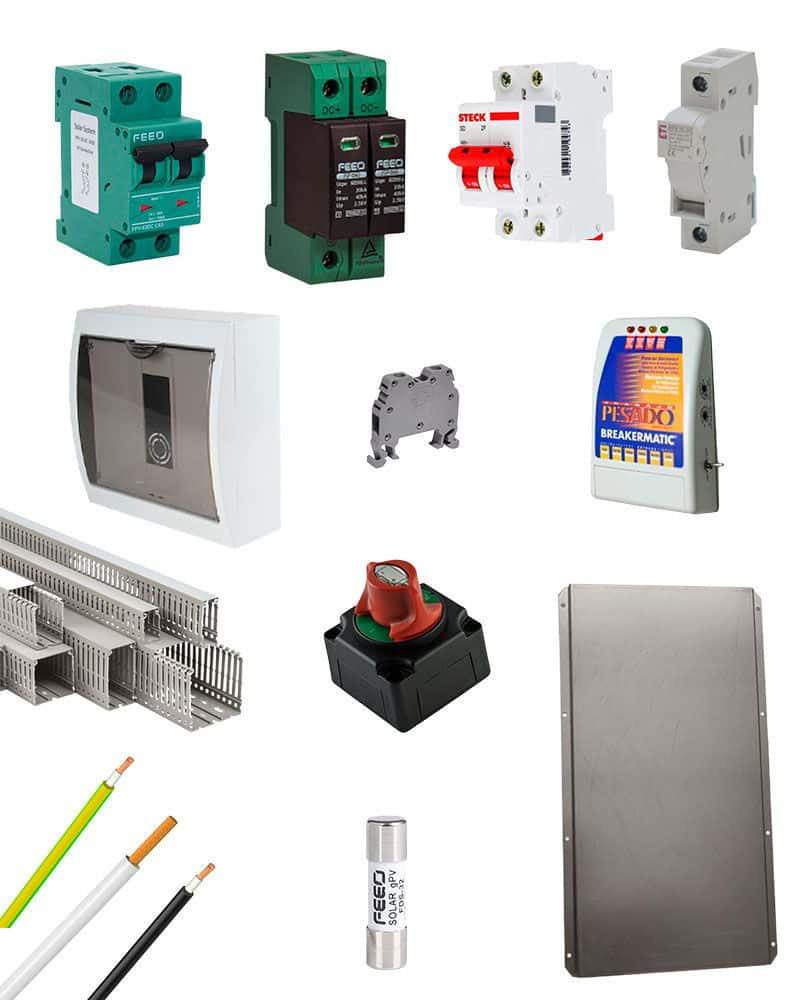 Kit Material Eléctrico 3KW 110VAC Protección MPPT 15A